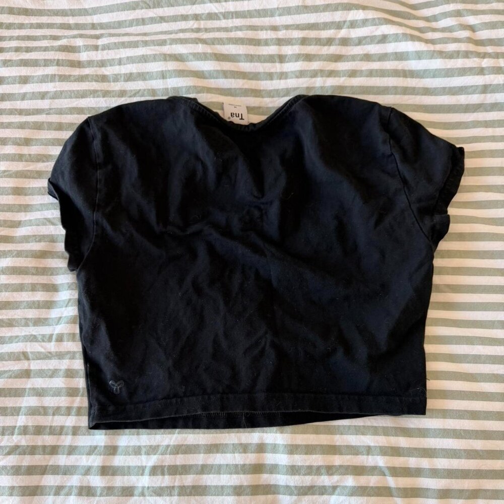 Black Cropped Tshirt Tna By 883 A - Picture 2 of 2